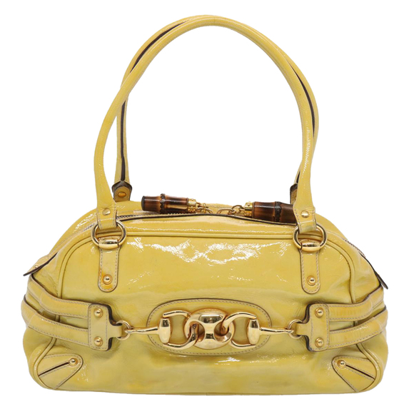 GUCCI Bamboo Hand Bag Enamel Yellow 159399 Auth 62738 - Picture 2 of 16